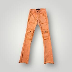 VALABASAS STACKED "V71'' ORANGE JEANS SZ 28 L35